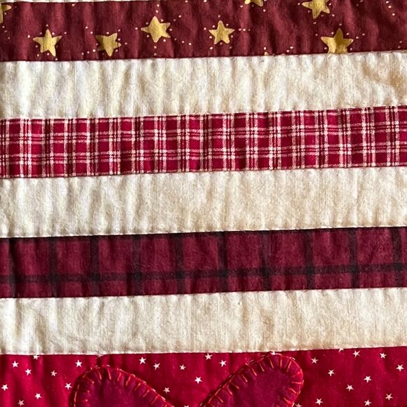 Hand Stitched Folk Art CHICKEN & USA FLAG Patchwork Appliqué Quilt Wall Hanging - Picture 6 of 10
